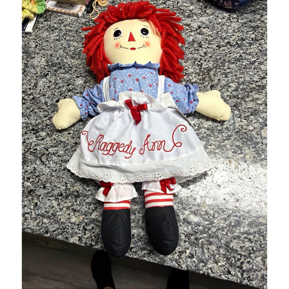 Aurora Raggedy Ann 16in Cloth Rag Doll Soft Body Red Yarn Hair Removable Clothes